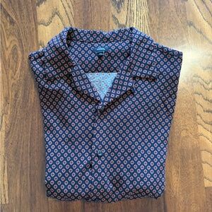Express Men's Blue and Red Patterned Shirt